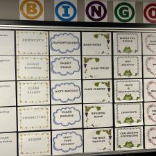 BINGO board posted in school classroom